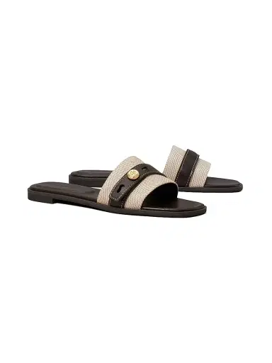 Tory Burch Women's Mellow Romy Cotton-Leather Flat Sandals | Thumbnail 2 Tory Burch Women's Mellow Romy Cotton-Leather Flat Sandals | Thumbnail 2