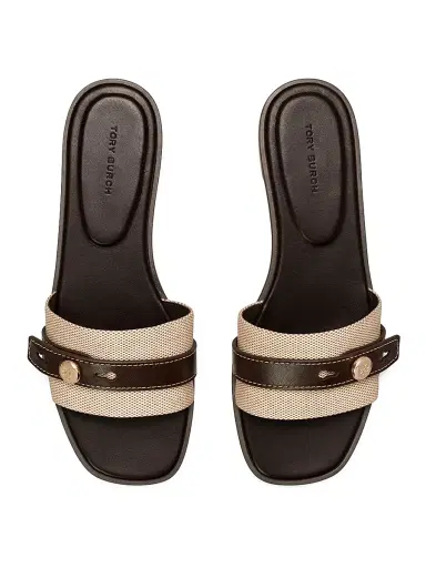 Tory Burch Women's Mellow Romy Cotton-Leather Flat Sandals | Thumbnail 3 Tory Burch Women's Mellow Romy Cotton-Leather Flat Sandals | Thumbnail 3
