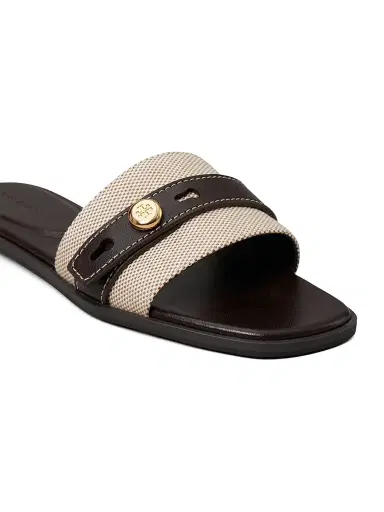 Tory Burch Women's Mellow Romy Cotton-Leather Flat Sandals | Thumbnail 4 Tory Burch Women's Mellow Romy Cotton-Leather Flat Sandals | Thumbnail 4