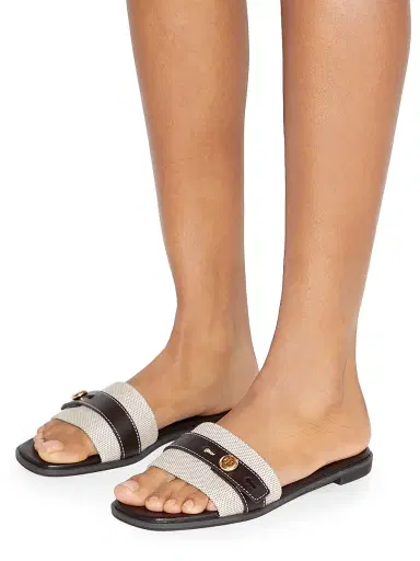 Tory Burch Women's Mellow Romy Cotton-Leather Flat Sandals | Thumbnail 5 Tory Burch Women's Mellow Romy Cotton-Leather Flat Sandals | Thumbnail 5