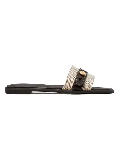 Tory Burch Women's Mellow Romy Cotton-Leather Flat Sandals | Thumbnail 1 Tory Burch Women's Mellow Romy Cotton-Leather Flat Sandals | Thumbnail 1