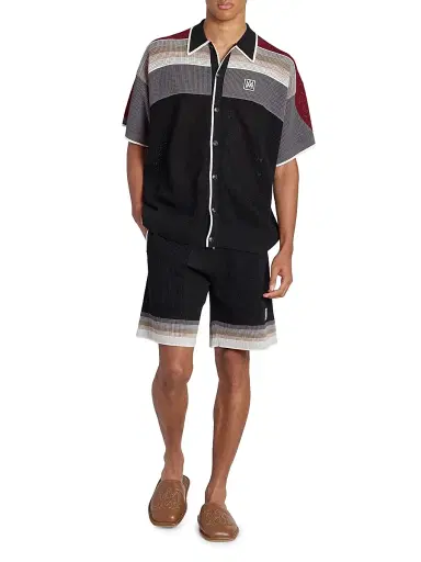 Amiri Men's MA Waffle-Knit Sport Shirt - Black | Thumbnail 2 Amiri Men's MA Waffle-Knit Sport Shirt - Black | Thumbnail 2