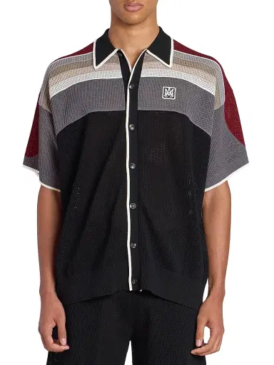 Amiri Men's MA Waffle-Knit Sport Shirt - Black | Thumbnail 3 Amiri Men's MA Waffle-Knit Sport Shirt - Black | Thumbnail 3