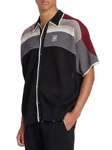 Amiri Men's MA Waffle-Knit Sport Shirt - Black | Thumbnail 4 Amiri Men's MA Waffle-Knit Sport Shirt - Black | Thumbnail 4