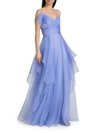 Theia Women's Adessia Strapless Tiered Gown - Deep Periwinkle | Thumbnail 2 Theia Women's Adessia Strapless Tiered Gown - Deep Periwinkle | Thumbnail 2
