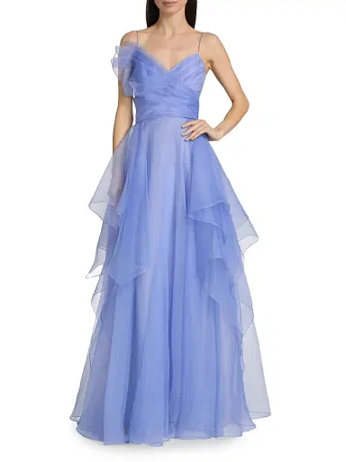 Theia Women's Adessia Strapless Tiered Gown - Deep Periwinkle | Thumbnail 3 Theia Women's Adessia Strapless Tiered Gown - Deep Periwinkle | Thumbnail 3