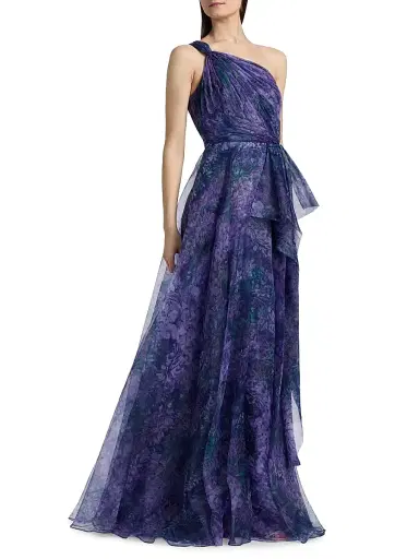 Theia Women's Orania Organza One-Shoulder Gown - Botanic Twilight | Thumbnail 2 Theia Women's Orania Organza One-Shoulder Gown - Botanic Twilight | Thumbnail 2