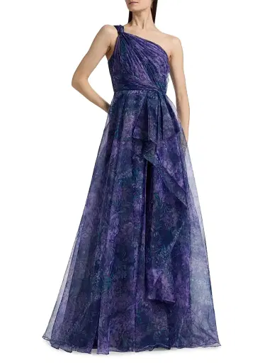 Theia Women's Orania Organza One-Shoulder Gown - Botanic Twilight | Thumbnail 3 Theia Women's Orania Organza One-Shoulder Gown - Botanic Twilight | Thumbnail 3