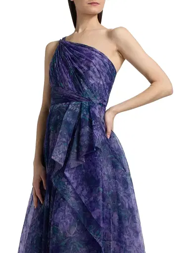 Theia Women's Orania Organza One-Shoulder Gown - Botanic Twilight | Thumbnail 6 Theia Women's Orania Organza One-Shoulder Gown - Botanic Twilight | Thumbnail 6