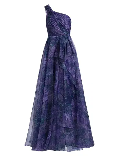 Theia Women's Orania Organza One-Shoulder Gown - Botanic Twilight | Thumbnail 1 Theia Women's Orania Organza One-Shoulder Gown - Botanic Twilight | Thumbnail 1
