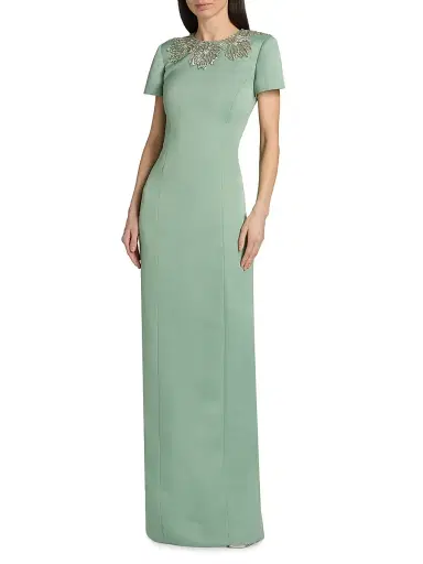 Theia Women's Sorelia Floral-Beaded Gown - Whispering Sage | Thumbnail 3 Theia Women's Sorelia Floral-Beaded Gown - Whispering Sage | Thumbnail 3