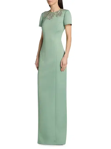 Theia Women's Sorelia Floral-Beaded Gown - Whispering Sage | Thumbnail 4 Theia Women's Sorelia Floral-Beaded Gown - Whispering Sage | Thumbnail 4