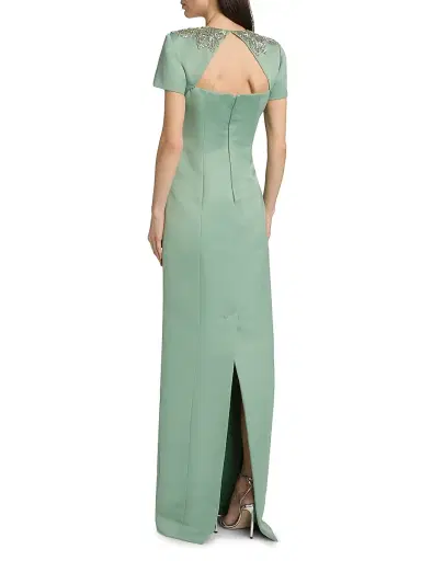 Theia Women's Sorelia Floral-Beaded Gown - Whispering Sage | Thumbnail 5 Theia Women's Sorelia Floral-Beaded Gown - Whispering Sage | Thumbnail 5