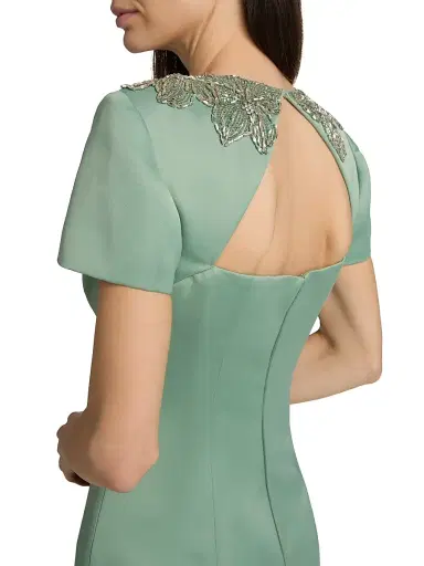 Theia Women's Sorelia Floral-Beaded Gown - Whispering Sage | Thumbnail 6 Theia Women's Sorelia Floral-Beaded Gown - Whispering Sage | Thumbnail 6