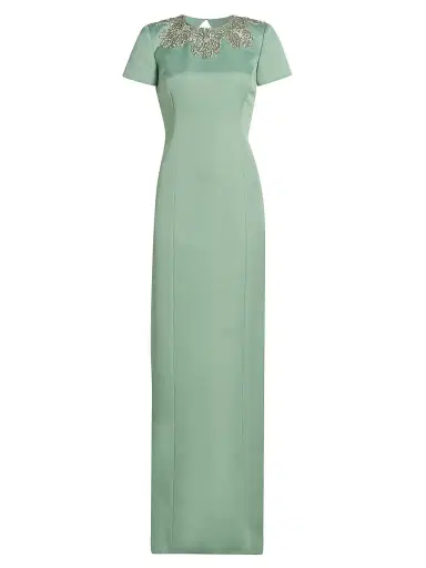 Theia Women's Sorelia Floral-Beaded Gown - Whispering Sage | Thumbnail 1 Theia Women's Sorelia Floral-Beaded Gown - Whispering Sage | Thumbnail 1