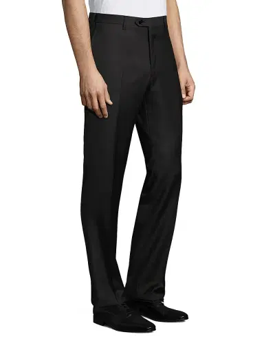 Brioni Men's Solid Wool Trousers - Black Grey | Thumbnail 4 Brioni Men's Solid Wool Trousers - Black Grey | Thumbnail 4