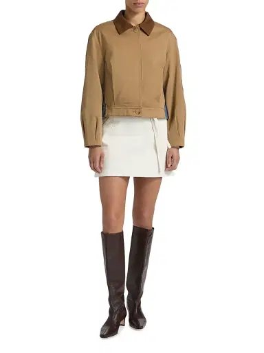 Tanya Taylor Women's Gabe Denim-Back Jacket - Dark Khaki | Thumbnail 2 Tanya Taylor Women's Gabe Denim-Back Jacket - Dark Khaki | Thumbnail 2
