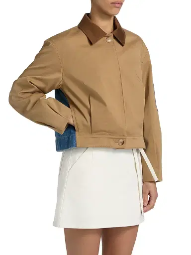 Tanya Taylor Women's Gabe Denim-Back Jacket - Dark Khaki | Thumbnail 4 Tanya Taylor Women's Gabe Denim-Back Jacket - Dark Khaki | Thumbnail 4