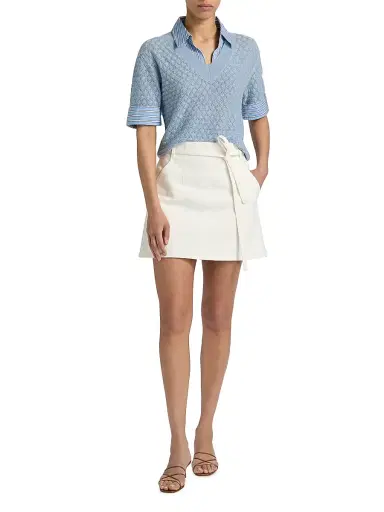 TANYA TAYLOR Women's Esme Layered Pointelle Knit Top - Powder Blue - Size XXS | Thumbnail 2 TANYA TAYLOR Women's Esme Layered Pointelle Knit Top - Powder Blue - Size XXS | Thumbnail 2