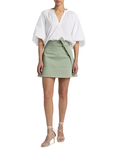 TANYA TAYLOR Women's Marine Cotton Balloon-Sleeve Top - Optic White - Size Large | Thumbnail 2 TANYA TAYLOR Women's Marine Cotton Balloon-Sleeve Top - Optic White - Size Large | Thumbnail 2