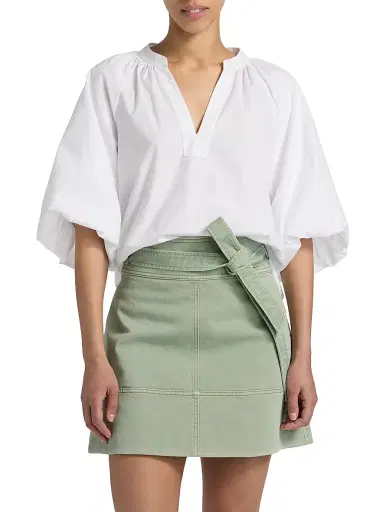TANYA TAYLOR Women's Marine Cotton Balloon-Sleeve Top - Optic White - Size Large | Thumbnail 3 TANYA TAYLOR Women's Marine Cotton Balloon-Sleeve Top - Optic White - Size Large | Thumbnail 3