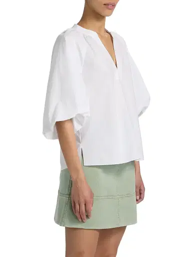 TANYA TAYLOR Women's Marine Cotton Balloon-Sleeve Top - Optic White - Size Large | Thumbnail 4 TANYA TAYLOR Women's Marine Cotton Balloon-Sleeve Top - Optic White - Size Large | Thumbnail 4