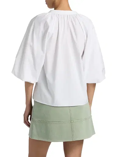 TANYA TAYLOR Women's Marine Cotton Balloon-Sleeve Top - Optic White - Size Large | Thumbnail 5 TANYA TAYLOR Women's Marine Cotton Balloon-Sleeve Top - Optic White - Size Large | Thumbnail 5