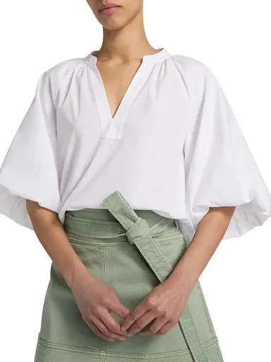 TANYA TAYLOR Women's Marine Cotton Balloon-Sleeve Top - Optic White - Size Large | Thumbnail 6 TANYA TAYLOR Women's Marine Cotton Balloon-Sleeve Top - Optic White - Size Large | Thumbnail 6