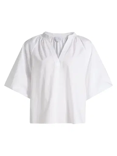 TANYA TAYLOR Women's Marine Cotton Balloon-Sleeve Top - Optic White - Size Large | Thumbnail 1 TANYA TAYLOR Women's Marine Cotton Balloon-Sleeve Top - Optic White - Size Large | Thumbnail 1