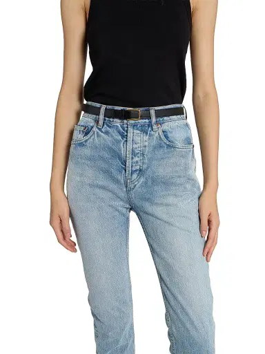 Saint Laurent Women's Minimal Belt in Smooth Leather - Black - Size 28 | Thumbnail 4 Saint Laurent Women's Minimal Belt in Smooth Leather - Black - Size 28 | Thumbnail 4