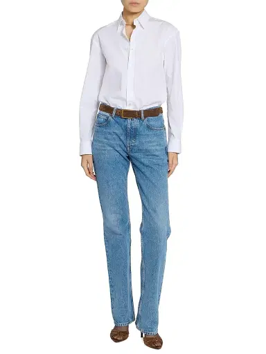 Saint Laurent Women's Cassandre Belt in Suede - Brown Coffee | Thumbnail 2 Saint Laurent Women's Cassandre Belt in Suede - Brown Coffee | Thumbnail 2
