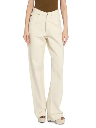 Saint Laurent Women's V-Waist Long Baggy Jeans - French Vanilla | Thumbnail 3 Saint Laurent Women's V-Waist Long Baggy Jeans - French Vanilla | Thumbnail 3