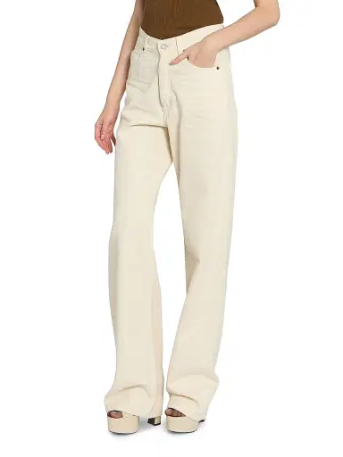 Saint Laurent Women's V-Waist Long Baggy Jeans - French Vanilla | Thumbnail 4 Saint Laurent Women's V-Waist Long Baggy Jeans - French Vanilla | Thumbnail 4