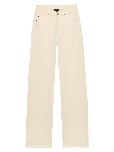 Saint Laurent Women's V-Waist Long Baggy Jeans - French Vanilla | Thumbnail 1 Saint Laurent Women's V-Waist Long Baggy Jeans - French Vanilla | Thumbnail 1