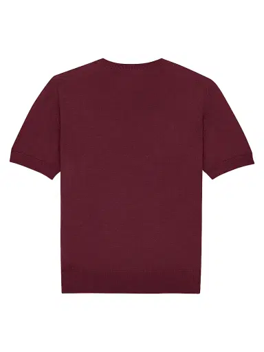 Saint Laurent Women's Crewneck T-Shirt in Cashmere, Wool and Silk - Bordeaux | Thumbnail 2 Saint Laurent Women's Crewneck T-Shirt in Cashmere, Wool and Silk - Bordeaux | Thumbnail 2