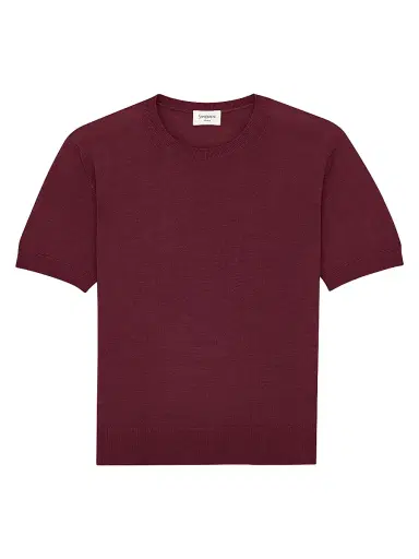 Saint Laurent Women's Crewneck T-Shirt in Cashmere, Wool and Silk - Bordeaux | Thumbnail 1 Saint Laurent Women's Crewneck T-Shirt in Cashmere, Wool and Silk - Bordeaux | Thumbnail 1