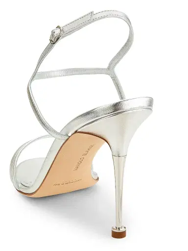 Manolo Blahnik Women's Ciaga 5MM Sculptural-Heel Leather Sandals - Sliver | Thumbnail 3 Manolo Blahnik Women's Ciaga 5MM Sculptural-Heel Leather Sandals - Sliver | Thumbnail 3
