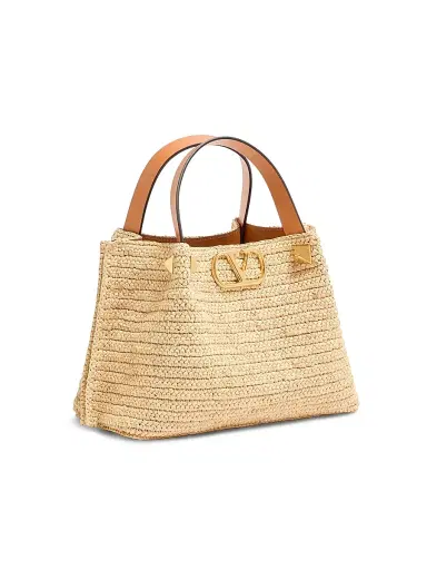 Valentino Garavani Women's Small Raffia Shopping Bag - Natural | Thumbnail 3 Valentino Garavani Women's Small Raffia Shopping Bag - Natural | Thumbnail 3