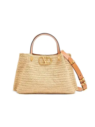 Valentino Garavani Women's Small Raffia Shopping Bag - Natural | Thumbnail 1 Valentino Garavani Women's Small Raffia Shopping Bag - Natural | Thumbnail 1