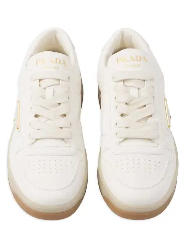 Prada Women's Downtown Nappa Leather Sneakers - Beige Khaki | Thumbnail 3 Prada Women's Downtown Nappa Leather Sneakers - Beige Khaki | Thumbnail 3
