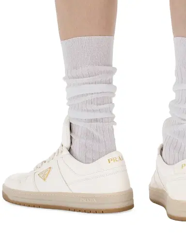 Prada Women's Downtown Nappa Leather Sneakers - Beige Khaki | Thumbnail 5 Prada Women's Downtown Nappa Leather Sneakers - Beige Khaki | Thumbnail 5