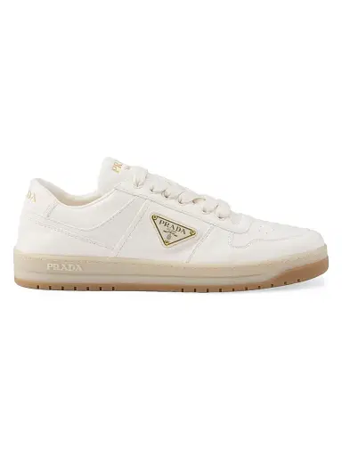 Prada Women's Downtown Nappa Leather Sneakers - Beige Khaki | Thumbnail 1 Prada Women's Downtown Nappa Leather Sneakers - Beige Khaki | Thumbnail 1