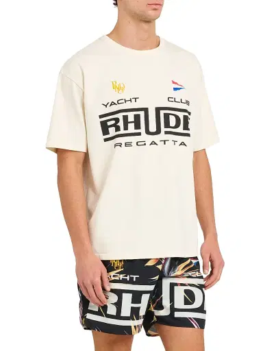 Rhude Men's Regatta Club Graphic Cotton T-Shirt | Thumbnail 4 Rhude Men's Regatta Club Graphic Cotton T-Shirt | Thumbnail 4