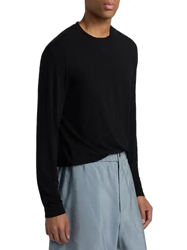 Giorgio Armani Men's Mr. Armani Long-Sleeve T-Shirt - Black | Thumbnail 4 Giorgio Armani Men's Mr. Armani Long-Sleeve T-Shirt - Black | Thumbnail 4