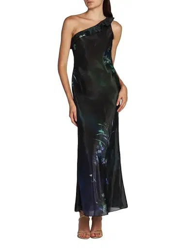 Giorgio Armani Women's Floral One-Shoulder Sleeveless Dress | Thumbnail 2 Giorgio Armani Women's Floral One-Shoulder Sleeveless Dress | Thumbnail 2