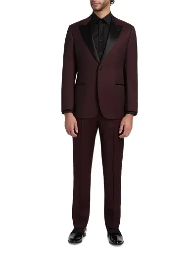 Emporio Armani Men's Solid Virgin Wool Tuxedo - Merlot - Size 38 | Thumbnail 3 Emporio Armani Men's Solid Virgin Wool Tuxedo - Merlot - Size 38 | Thumbnail 3