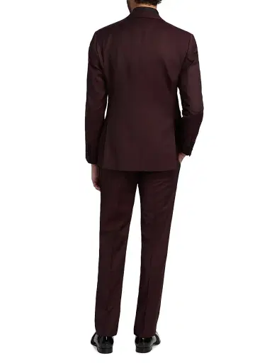 Emporio Armani Men's Solid Virgin Wool Tuxedo - Merlot - Size 38 | Thumbnail 5 Emporio Armani Men's Solid Virgin Wool Tuxedo - Merlot - Size 38 | Thumbnail 5