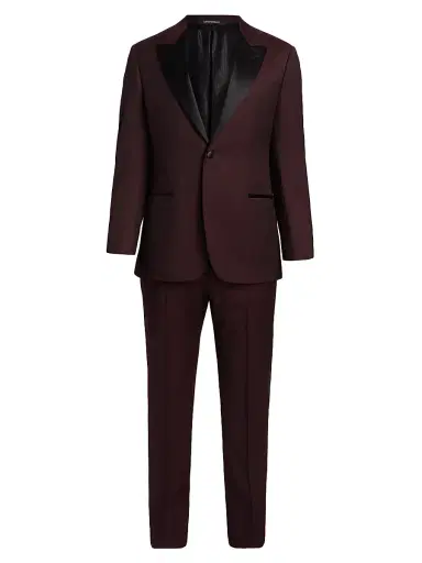 Emporio Armani Men's Solid Virgin Wool Tuxedo - Merlot - Size 38 | Thumbnail 1 Emporio Armani Men's Solid Virgin Wool Tuxedo - Merlot - Size 38 | Thumbnail 1