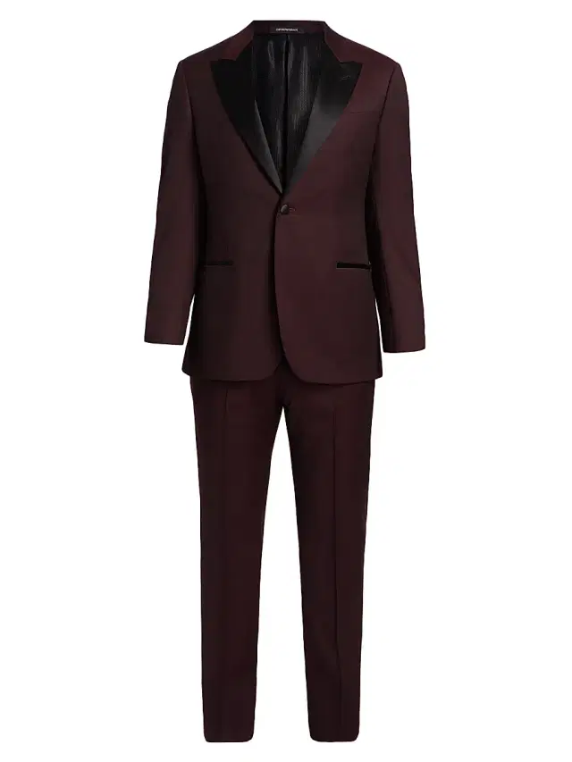 Men's Solid Virgin Wool Tuxedo - Merlot Men's Solid Virgin Wool Tuxedo - Merlot