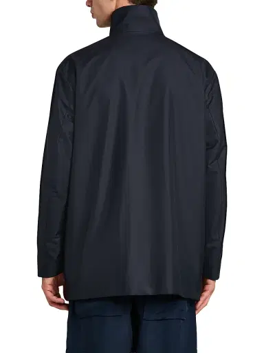 Giorgio Armani Men's Stand-Collar Silk-Blend Peacoat - Solid Blue - Size 42 | Thumbnail 5 Giorgio Armani Men's Stand-Collar Silk-Blend Peacoat - Solid Blue - Size 42 | Thumbnail 5